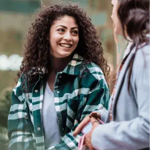 dog walker in old saybrook giving a report to a pet parent