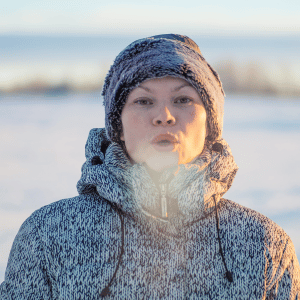 woman in Old Saybrook winter