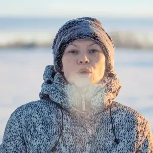 woman in Old Saybrook winter