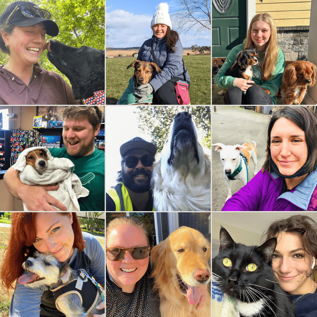 The Shoreline Happy Paws team with their client dogs