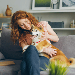 Shoreline Happy Paws dog walker with dog in Old Saybrook, CT